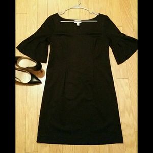 Loft Black Dress w/ Bell Sleeves Size 10 P